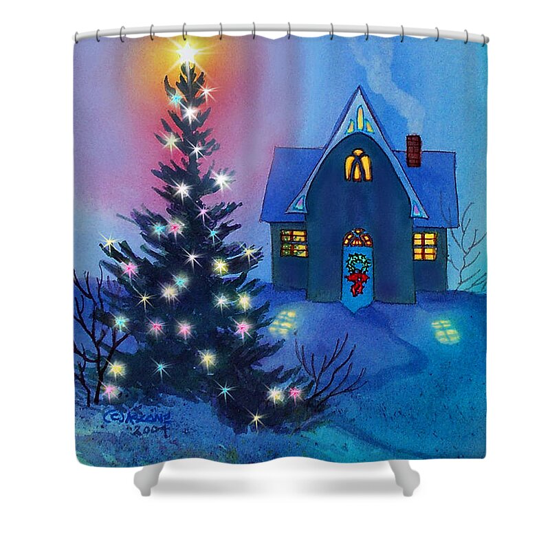 Holiday Memories Shower Curtain featuring the painting Holiday Memories by Teresa Ascone