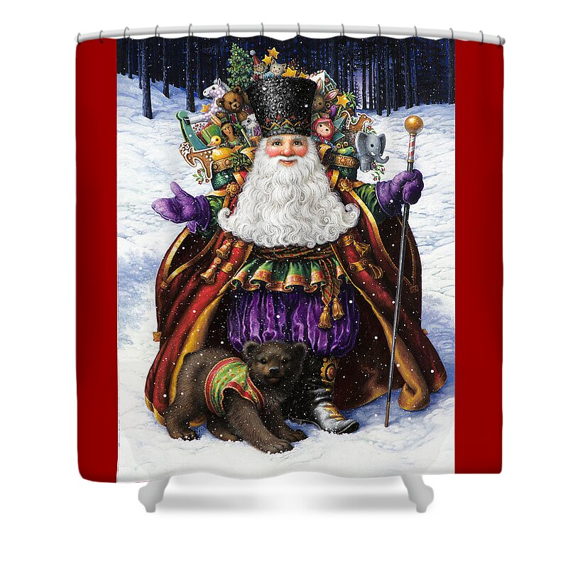 Santa Claus Shower Curtain featuring the painting Holiday Riches by Lynn Bywaters