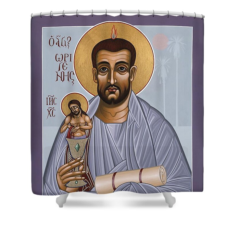 Holy Theologian Origen Shower Curtain featuring the painting Holy Theologian Origen 112 by William Hart McNichols