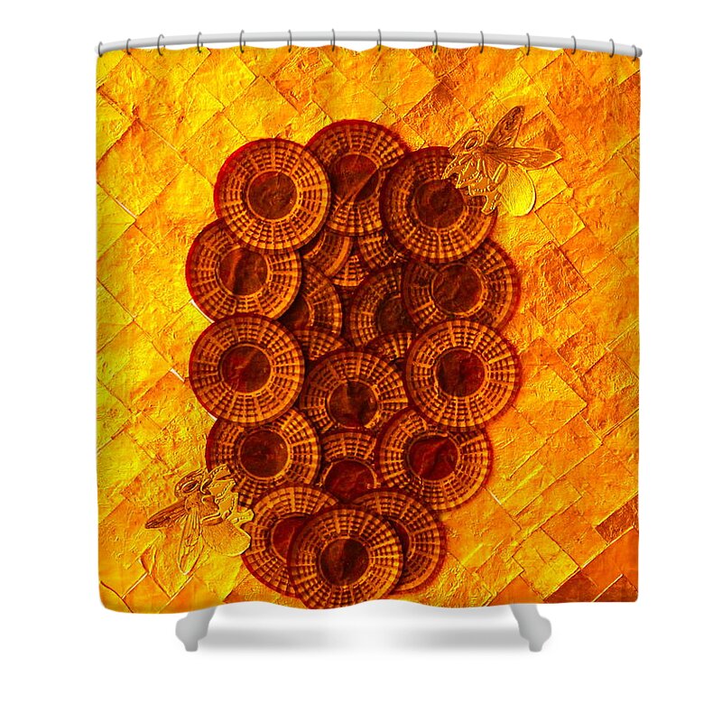 Apparel Shower Curtain featuring the digital art Honeybee 2 by Lorna Maza