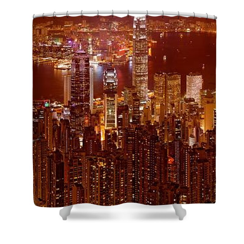 Hong Kong Prints Shower Curtain featuring the photograph Hong Kong In Golden Brown by Monique Wegmueller