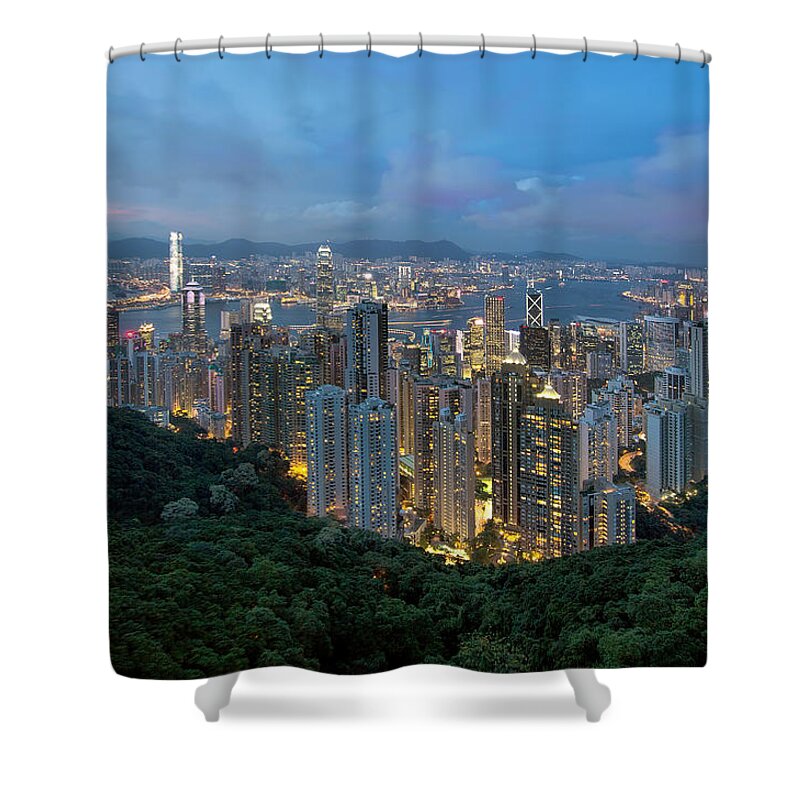 Victoria Peak Shower Curtain featuring the photograph Hong Kong from Sky Terrace 428 at Victoria Peak by David Gn
