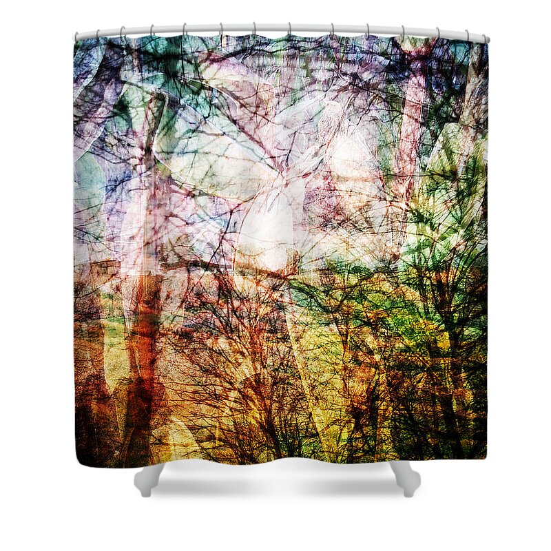 Hoosier Shower Curtain featuring the mixed media Hoosier Country Opus 1 by Sandy MacGowan