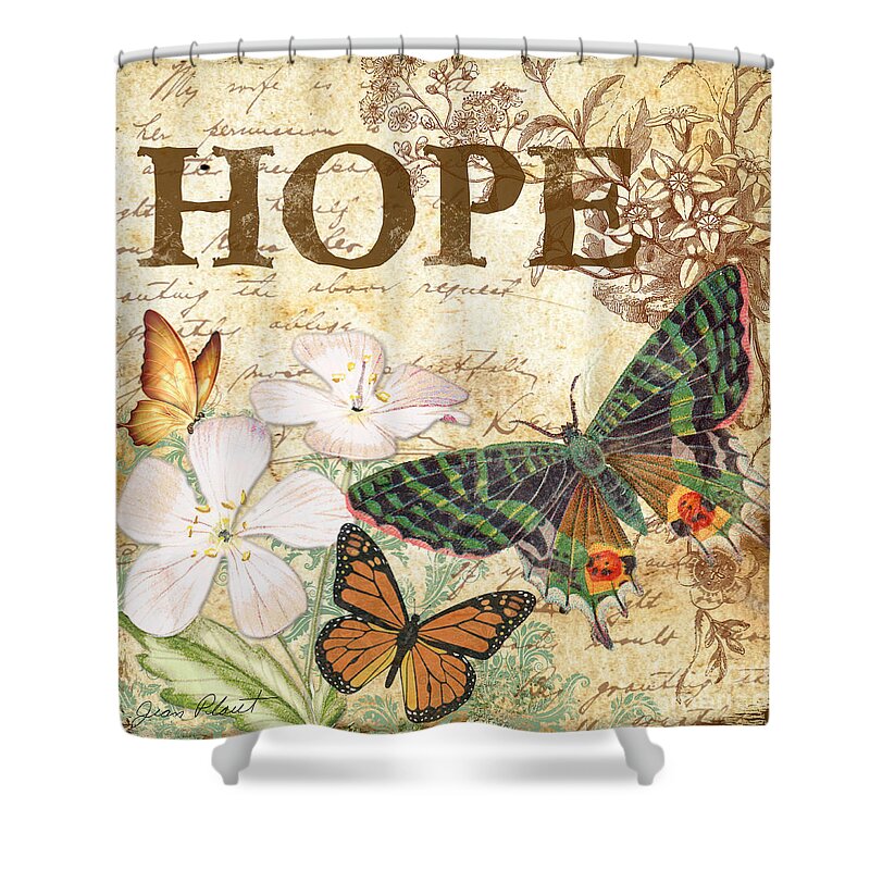 Digital Art Shower Curtain featuring the digital art Hope and Butterflies by Jean Plout