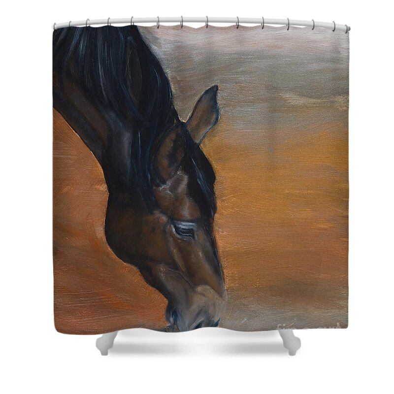 Horse Shower Curtain featuring the painting horse - Lily by Go Van Kampen