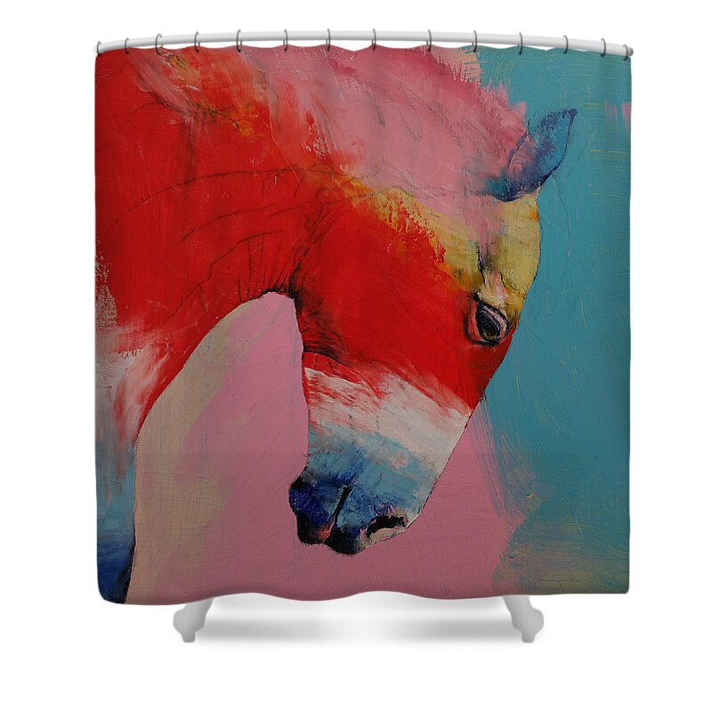 Art Shower Curtain featuring the painting Horse by Michael Creese
