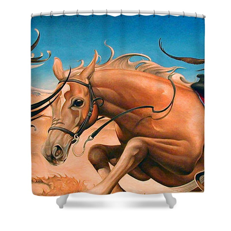 Horse Shower Curtain featuring the painting Horse Where is your Rider? by T S Carson