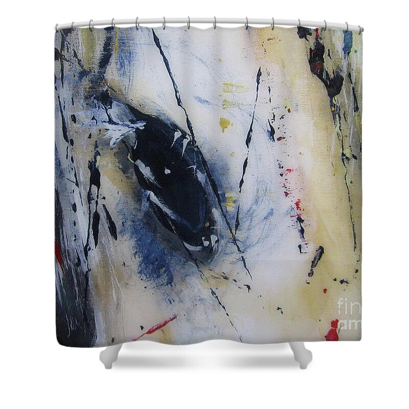 Horse Shower Curtain featuring the painting Horsing Around by Lucy Matta