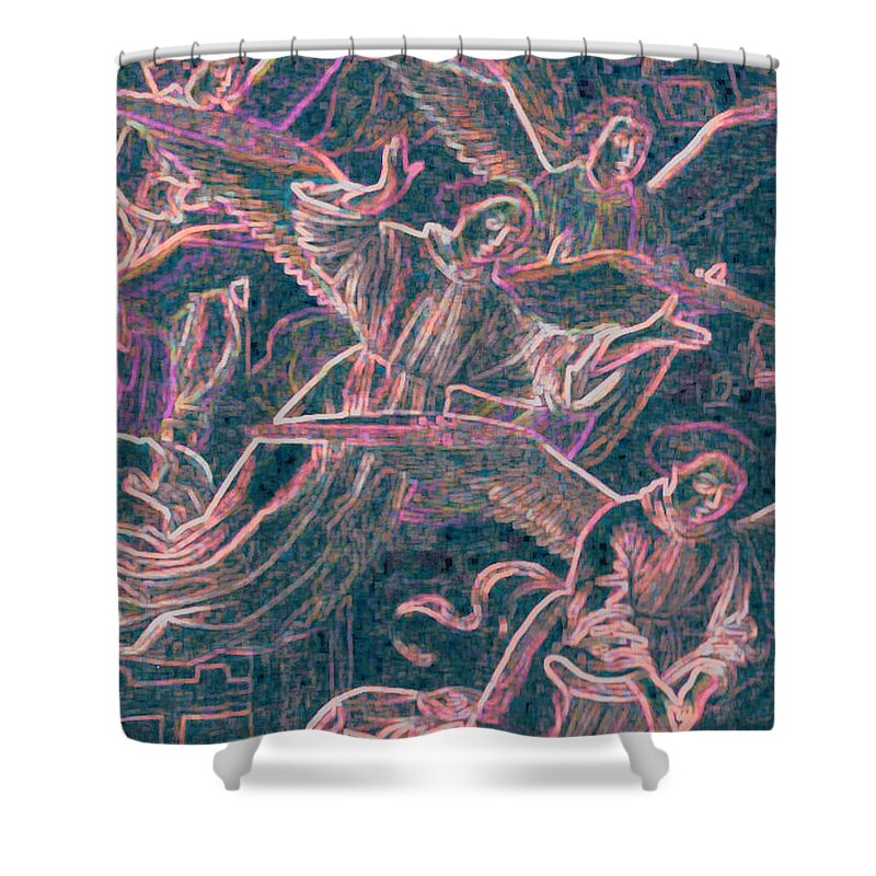 Angels Shower Curtain featuring the digital art Host of Angels pink by First Star Art