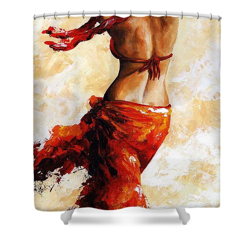 Woman Shower Curtain featuring the painting Hot breeze 03 by Emerico Imre Toth