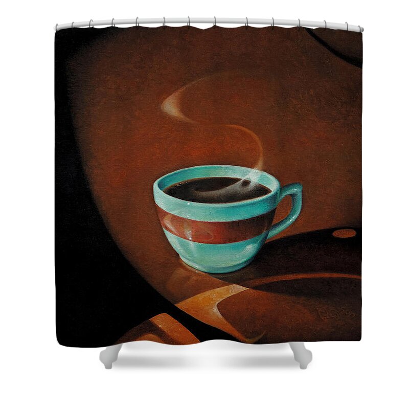 Art Nouveau Shower Curtain featuring the painting Hot Cup of Coffee by T S Carson