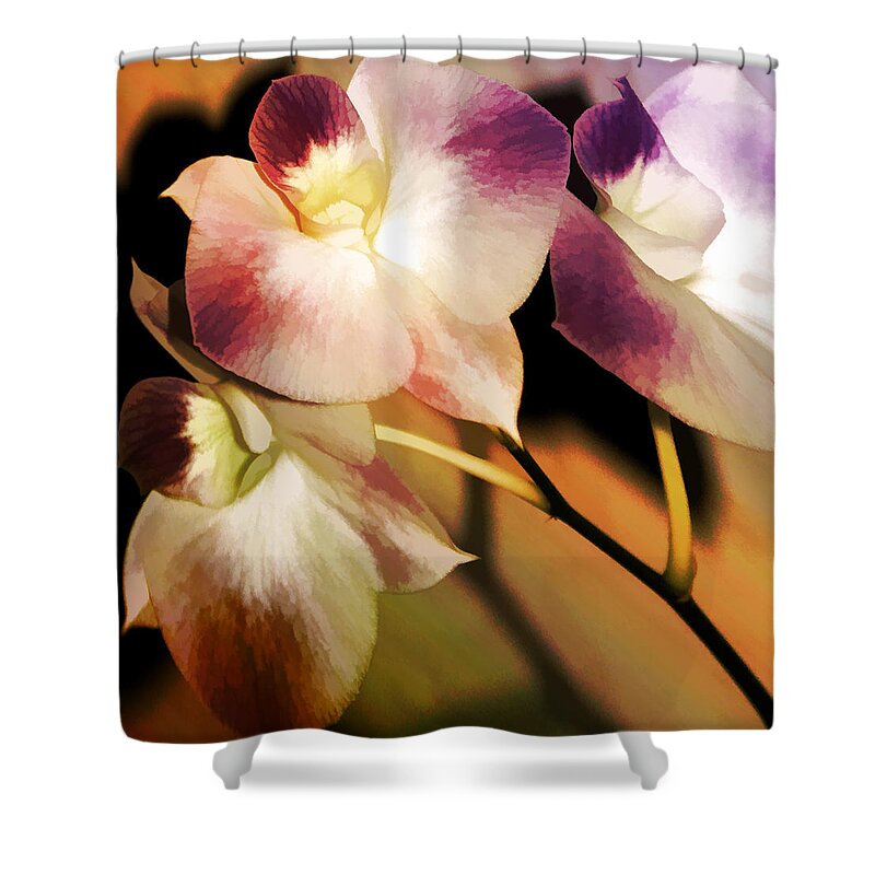 Floral Shower Curtain featuring the photograph Hot Orchid Nights by Holly Kempe