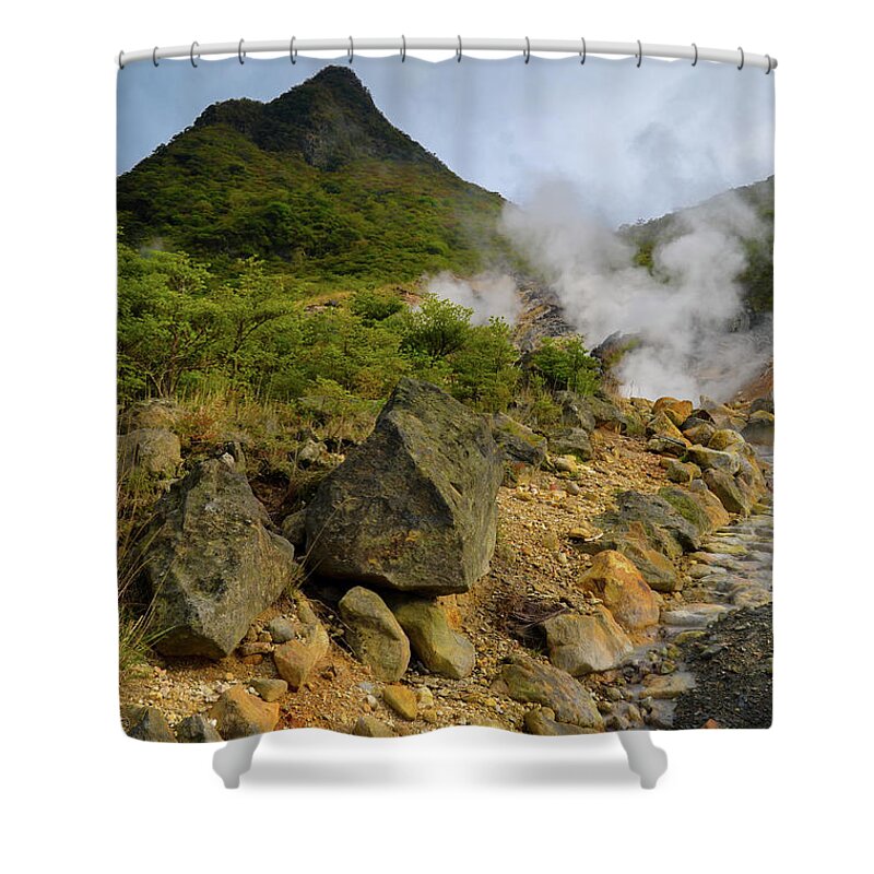 Tranquility Shower Curtain featuring the photograph Hot Water And Steam Of Hakone by Daniel Gueysset Photography
