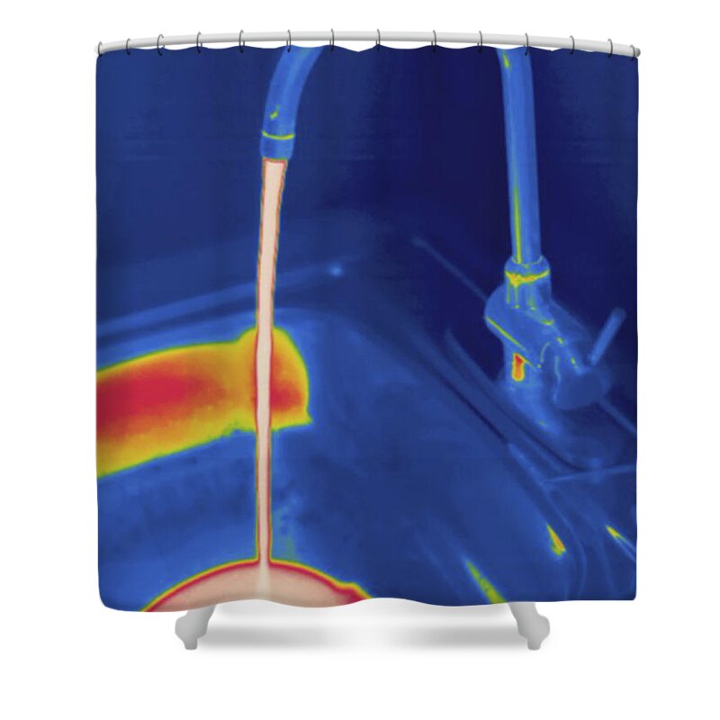 Thermography Shower Curtain featuring the photograph Hot Water Running, Thermogram by Science Stock Photography