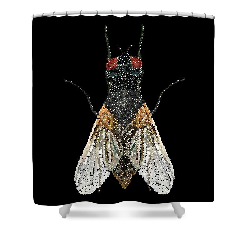  Shower Curtain featuring the digital art House Fly Bedazzled by R Allen Swezey