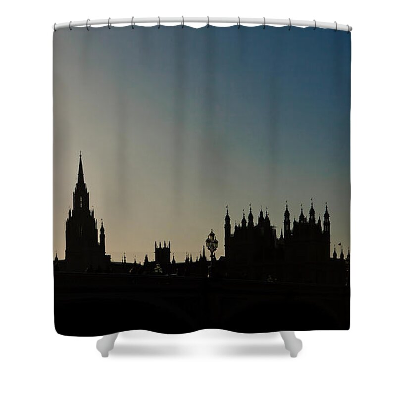 London Shower Curtain featuring the photograph Houses of Parliament Skyline in Silhouette by Good Focused