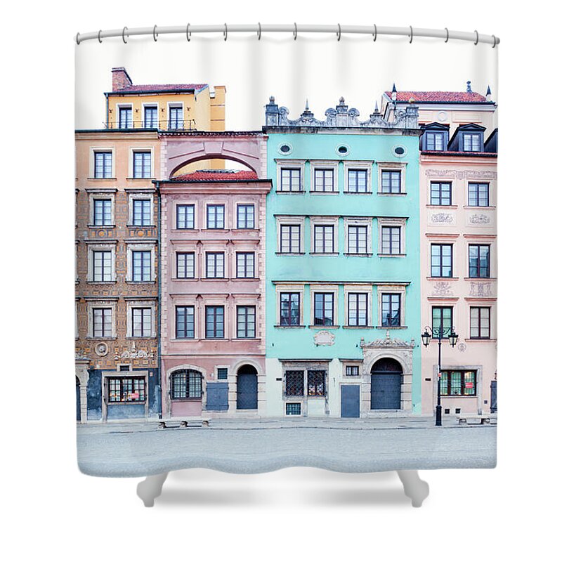 Apartment Shower Curtain featuring the photograph Houses On Old Town Market Place by Jorg Greuel
