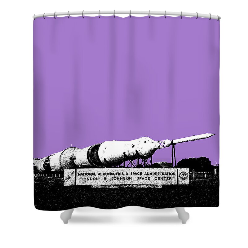 Cityscape Shower Curtain featuring the digital art Houston Johnson Space Center - Violet by DB Artist