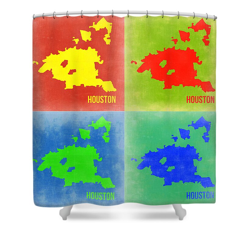 Houston Map Shower Curtain featuring the painting Houston Pop Art Map 2 by Naxart Studio
