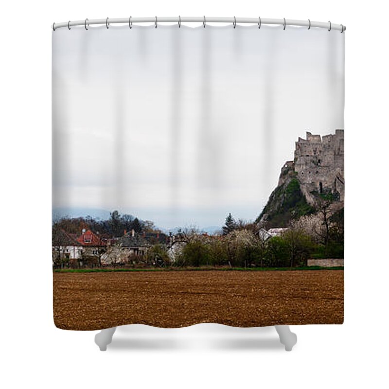 Castle Shower Curtain featuring the photograph Hrad Beckov in Slovakia by Les Palenik