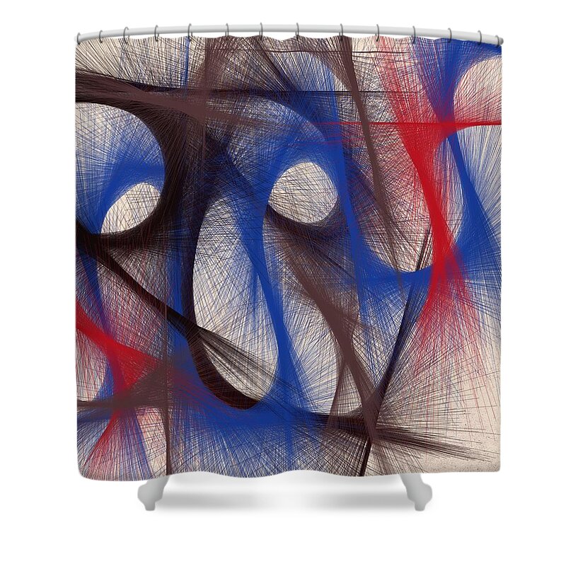 Hues Shower Curtain featuring the digital art Hues of Blue by Marian Lonzetta