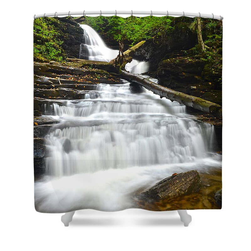 Waterfall Shower Curtain featuring the photograph Huron Falls by Frozen in Time Fine Art Photography
