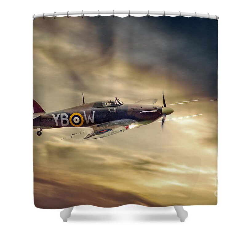 Hawker Hurricane Shower Curtain featuring the digital art Hurricane Fury by Airpower Art