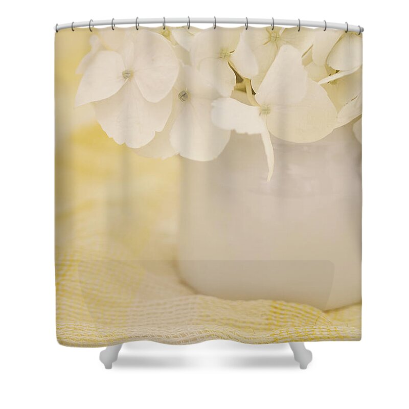 White Flower Shower Curtain featuring the photograph Hydrangea Love by Kim Hojnacki