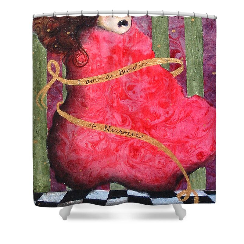 Figure Shower Curtain featuring the painting I Am A Bundle of Neuroses by Pauline Lim