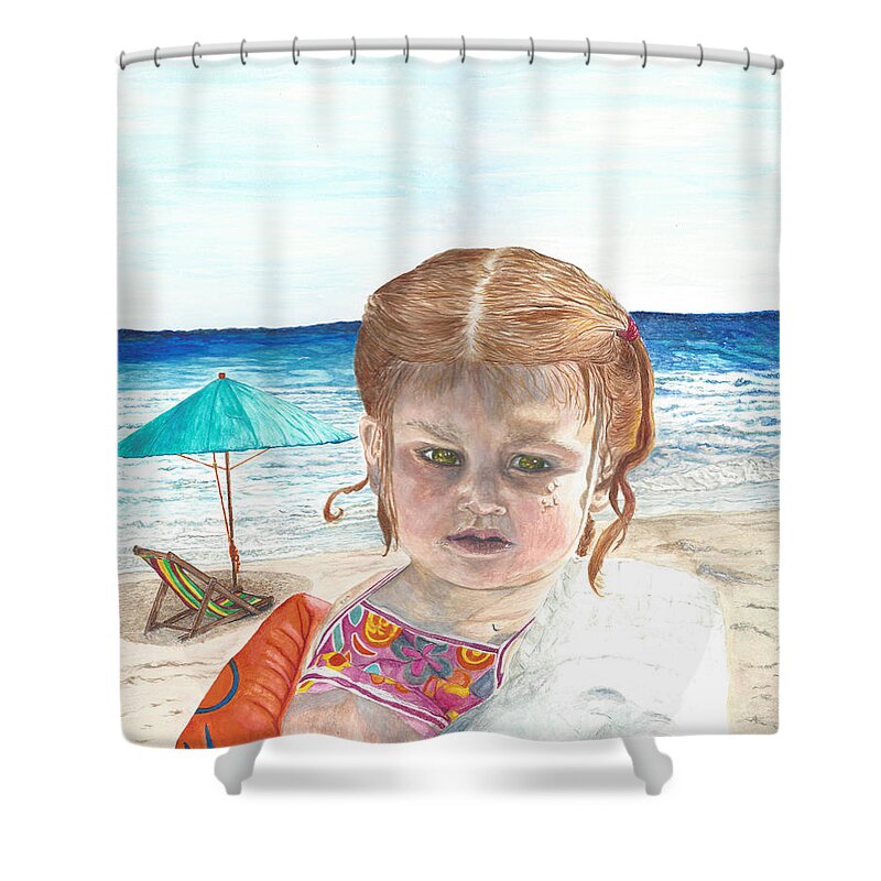 Beach Shower Curtain featuring the painting I Don't Want to Get Out by Toni Willey