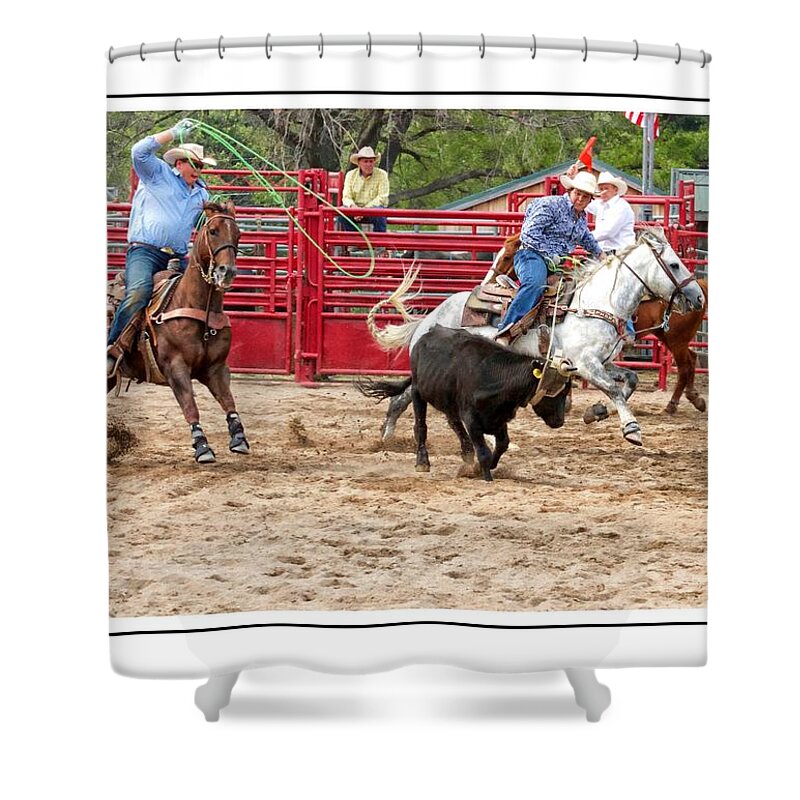 Rodeo Shower Curtain featuring the photograph I Got The Head by Alice Gipson