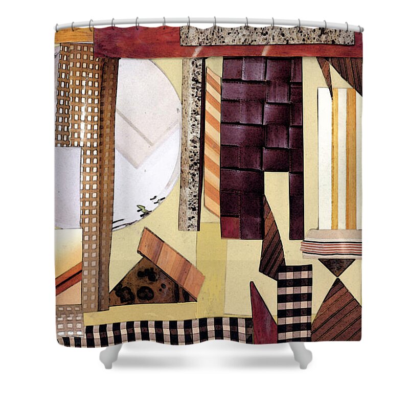 Collage Shower Curtain featuring the mixed media I like brown by Mary Bedy