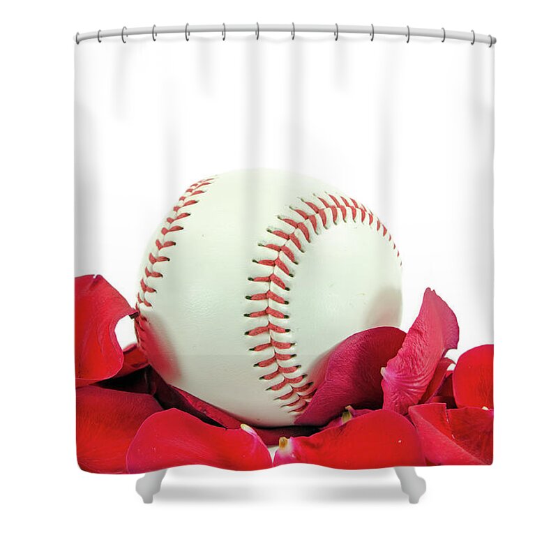 White Background Shower Curtain featuring the photograph I Love Baseball by Wwing