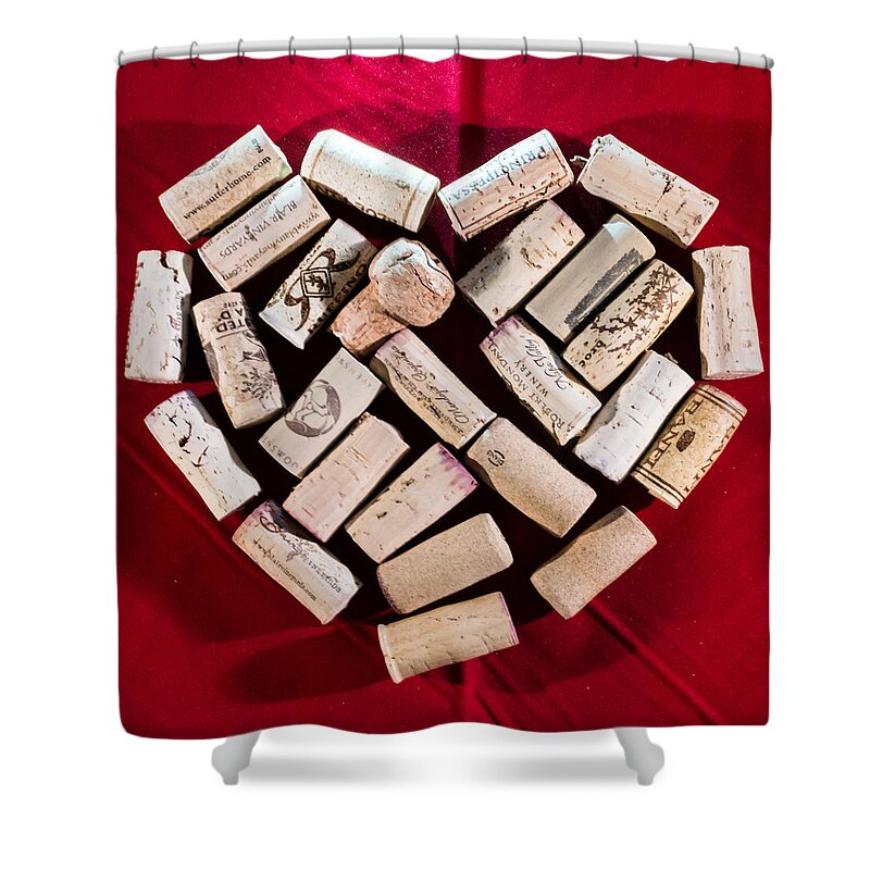 Red Shower Curtain featuring the photograph I Love Red Wine - Square by Photographic Arts And Design Studio