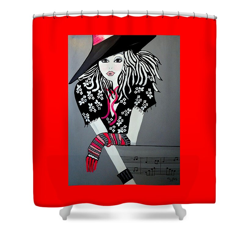 Rock And Roll Shower Curtain featuring the painting I Love Rock And Roll by Nora Shepley