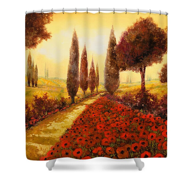 Poppy Fields Shower Curtain featuring the painting I Papaveri In Estate by Guido Borelli