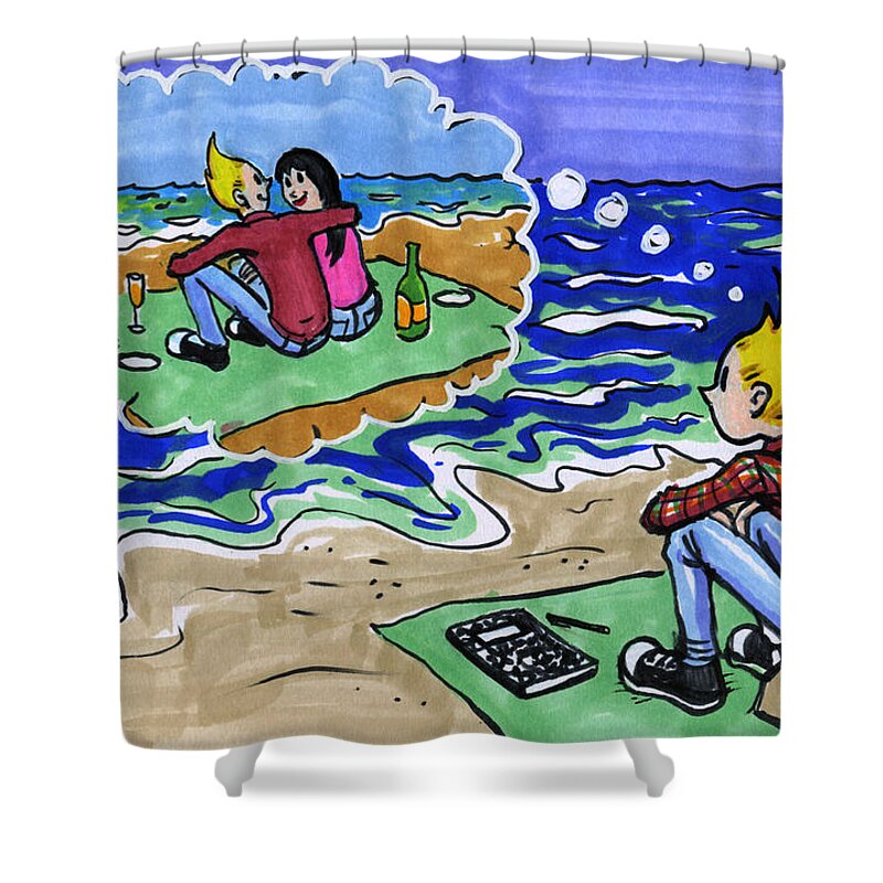 Cartoon Shower Curtain featuring the drawing I Still Miss Someone by John Ashton Golden