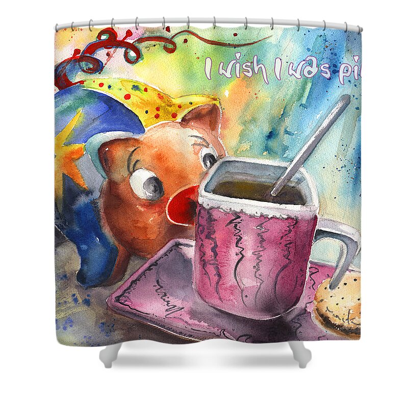 Animals Shower Curtain featuring the painting I Wish I was Pink by Miki De Goodaboom