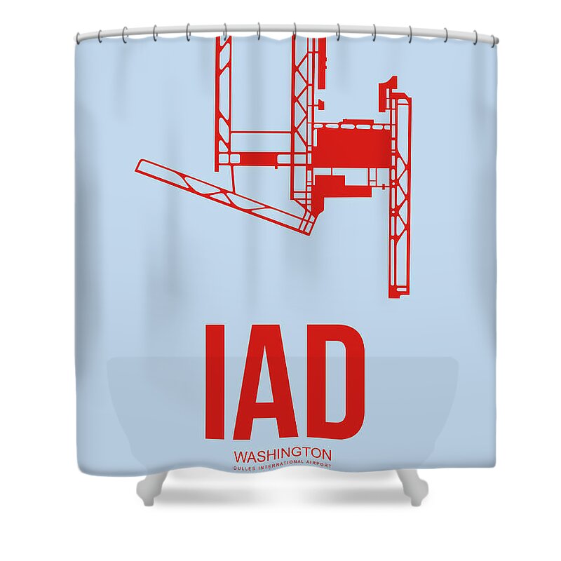 Washington D.c. Shower Curtain featuring the digital art IAD Washington Airport Poster 2 by Naxart Studio