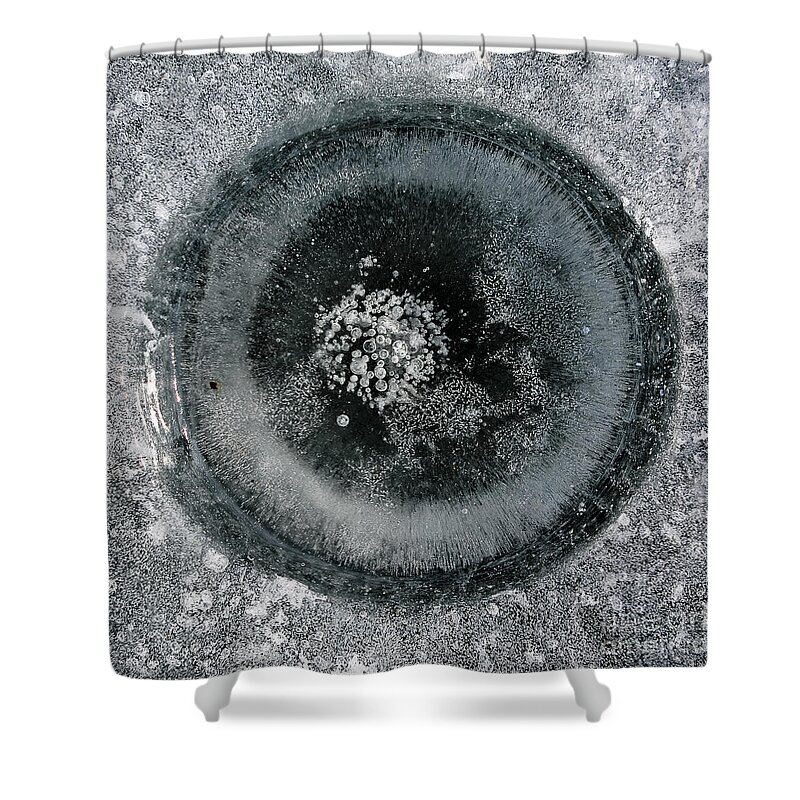 Ice Shower Curtain featuring the photograph Ice fishing hole 9 by Steven Ralser