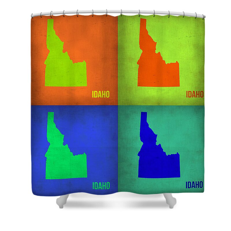 Idaho Map Shower Curtain featuring the painting Idaho Pop Art Map 1 by Naxart Studio