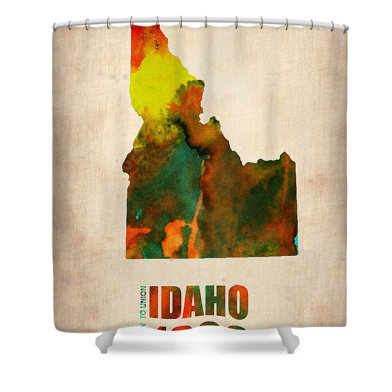 Idaho Shower Curtain featuring the digital art Idaho Watercolor Map by Naxart Studio