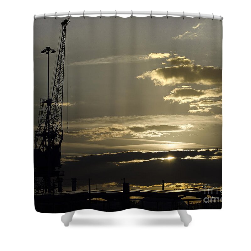 Industry Shower Curtain featuring the photograph Idle Crane by Linsey Williams