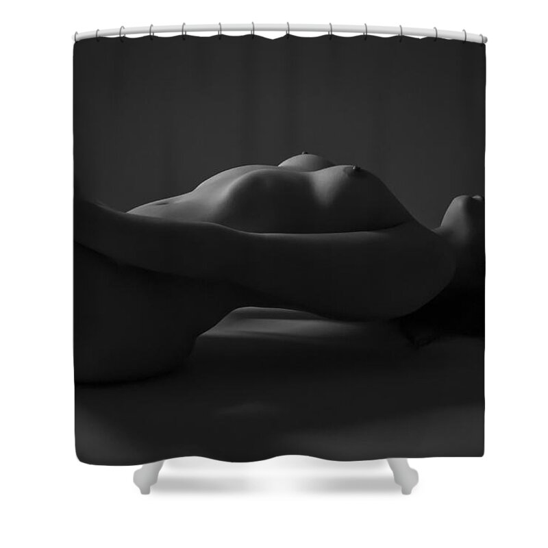 Black And White Shower Curtain featuring the photograph If You Dare by Blue Muse Fine Art