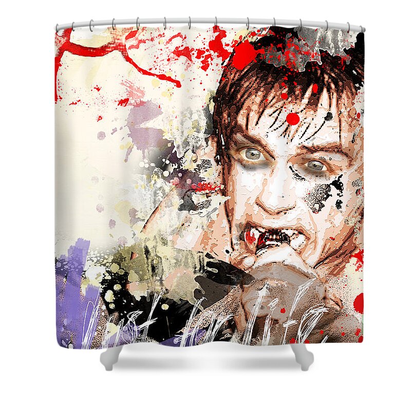 Iggy Shower Curtain featuring the digital art Iggy Pop by Dray Van Beeck