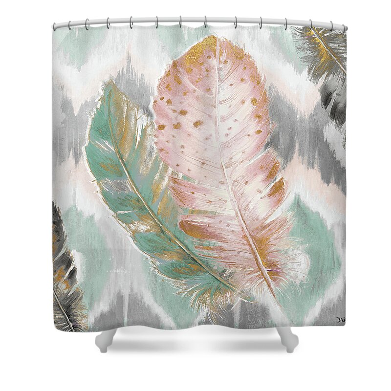 Ikat Shower Curtain featuring the digital art Ikat Feathers II by Patricia Pinto