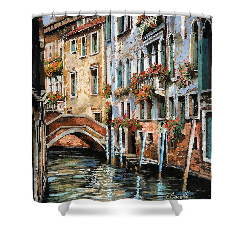 Venice Shower Curtain featuring the painting Il Ponte E I Pali by Guido Borelli
