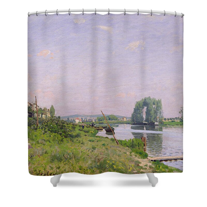 Sisley Shower Curtain featuring the painting Ile Saint Denis by Alfred Sisley
