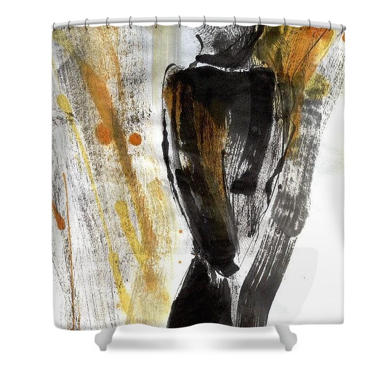 Ink Shower Curtain featuring the drawing IllusBirds by Karina Plachetka