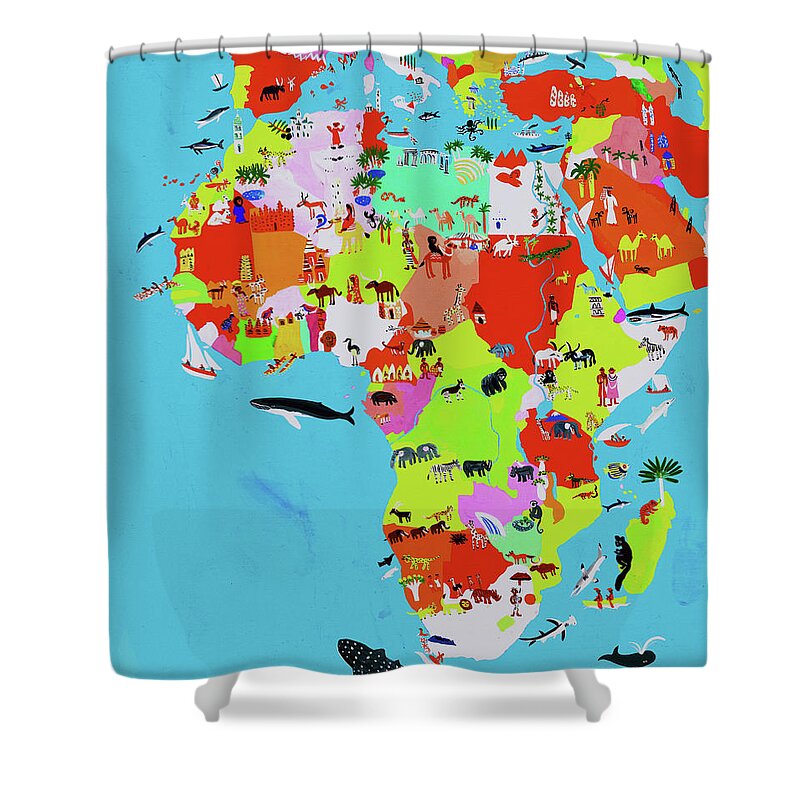 Abundance Shower Curtain featuring the photograph Illustrated Map Of African And Middle by Ikon Ikon Images